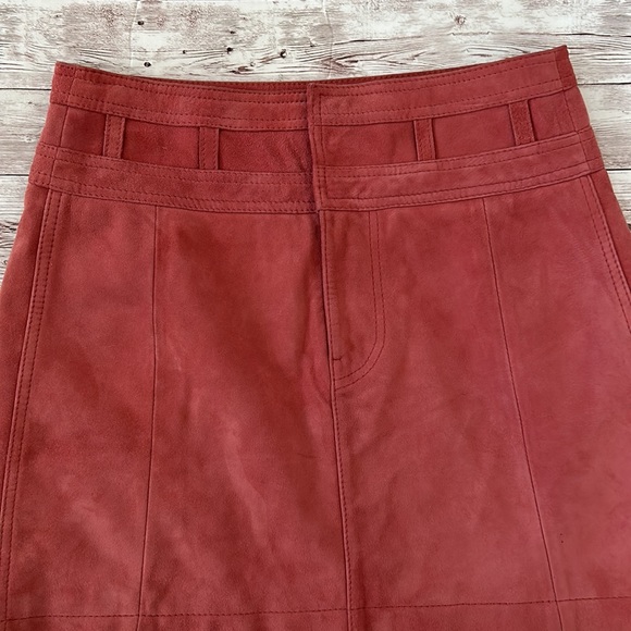 Free People Mauve Pink Suede Goat Leather A Line Mini Skirt - Picture 2 of 12